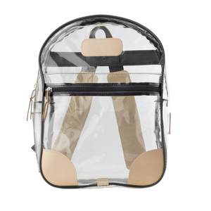 Clear Backpack - Black Front Angle in Color 'Black Webbing'