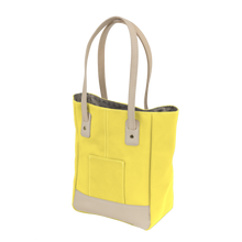 Load image into Gallery viewer, Alamo Heights Tote - Lemon Coated Canvas Front Angle in Color &#39;Lemon Coated Canvas&#39;
