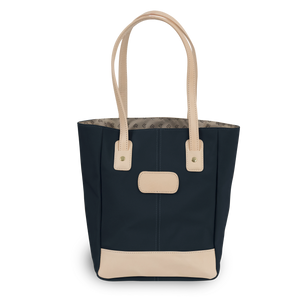 Alamo Heights Tote - Navy Coated Canvas Front Angle in Color 'Navy Coated Canvas'