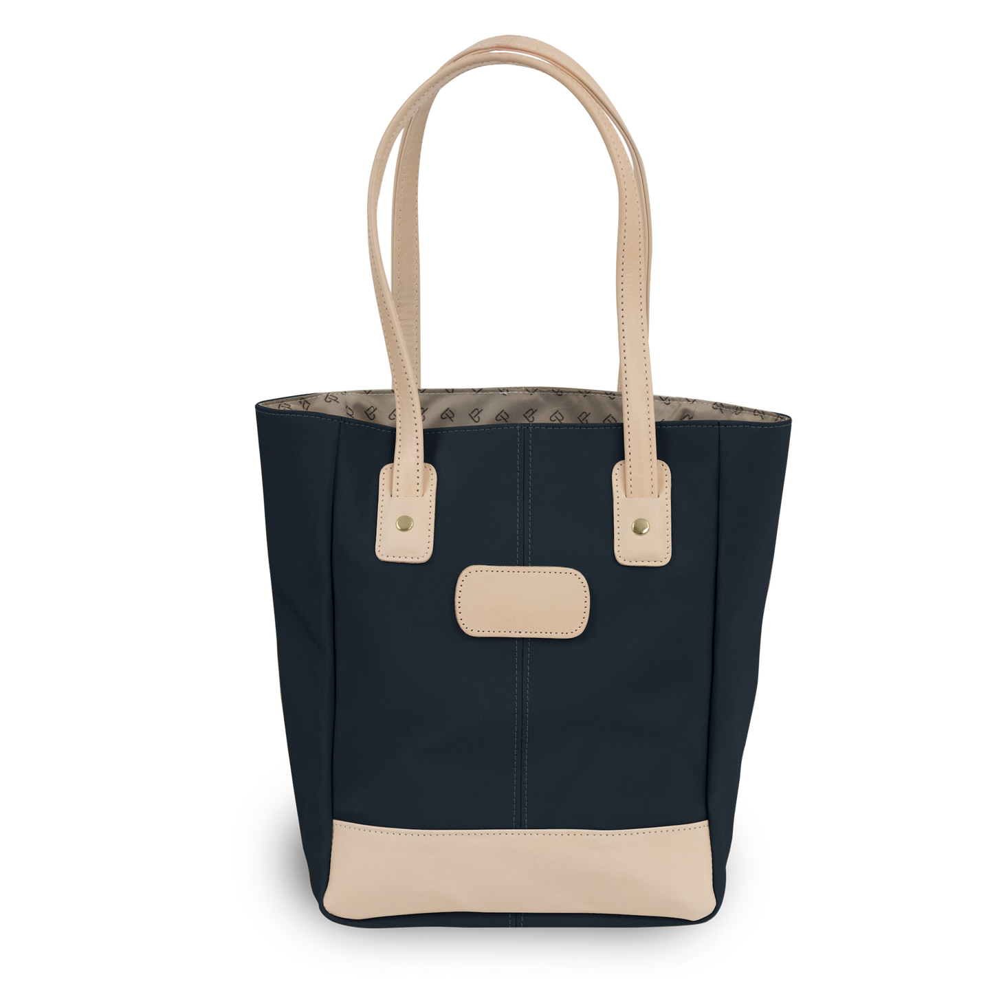 Alamo Heights Tote - Navy Coated Canvas Front Angle in Color 'Navy Coated Canvas'