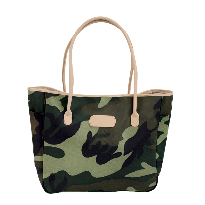 Tyler Tote - Classic Camo Coated Canvas Front Angle in Color 'Classic Camo Coated Canvas'