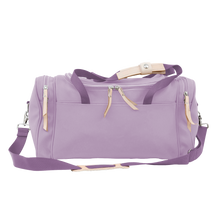 Load image into Gallery viewer, Small Square Duffel - Lilac Coated Canvas Front Angle in Color &#39;Lilac Coated Canvas&#39;
