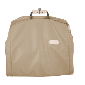 50" Garment Bag - Tan Coated Canvas Front Angle in Color 'Tan Coated Canvas'