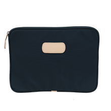 Load image into Gallery viewer, 13&quot; Computer Case - Navy Coated Canvas Front Angle in Color &#39;Navy Coated Canvas&#39;
