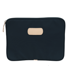 13" Computer Case - Navy Coated Canvas Front Angle in Color 'Navy Coated Canvas'