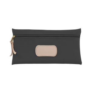 Large Pouch - Charcoal Coated Canvas Front Angle in Color 'Charcoal Coated Canvas'
