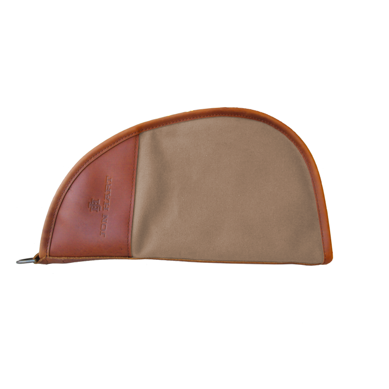 Large Revolver Case - Saddle Coated Canvas Front Angle in Color 'Saddle Coated Canvas'