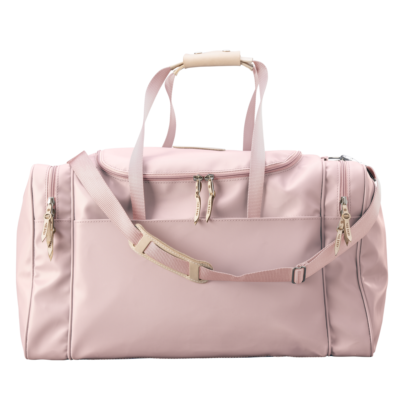 Large Square Duffel - Rose Coated Canvas Front Angle in Color 'Rose Coated Canvas'