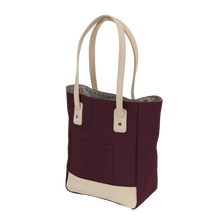 Load image into Gallery viewer, Alamo Heights Tote - Burgundy Coated Canvas Front Angle in Color &#39;Burgundy Coated Canvas&#39;

