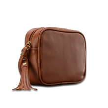 Load image into Gallery viewer, Quality made in america leather crossbody handbag that can be personalized with initials or monogram

