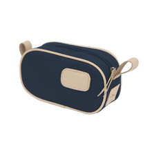 Load image into Gallery viewer, Junior Shave Kit - Navy Coated Canvas Front Angle in Color &#39;Navy Coated Canvas&#39;
