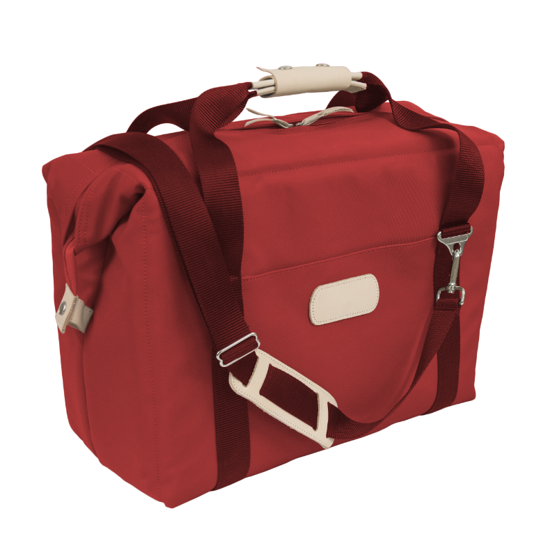 Large Cooler - Red Coated Canvas Front Angle in Color 'Red Coated Canvas'