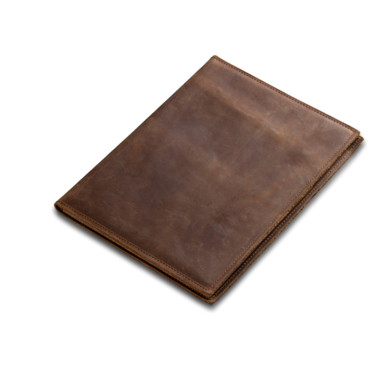 Quality made in America oiled leather folder padfolio with pockets and notepad to personalize with initials or monogram