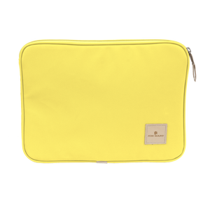 13" Computer Case - Lemon Coated Canvas Front Angle in Color 'Lemon Coated Canvas'