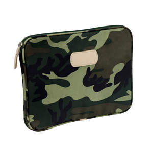 15" Computer Case - Classic Camo Coated Canvas Front Angle in Color 'Classic Camo Coated Canvas'