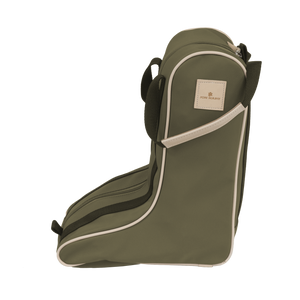 Boot Bag - Moss Coated Canvas Front Angle in Color 'Moss Coated Canvas'