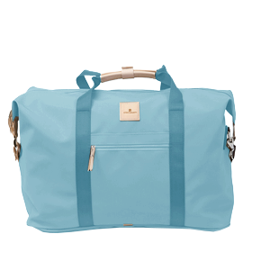 Weekender - Ocean Blue Coated Canvas Front Angle in Color 'Ocean Blue Coated Canvas'