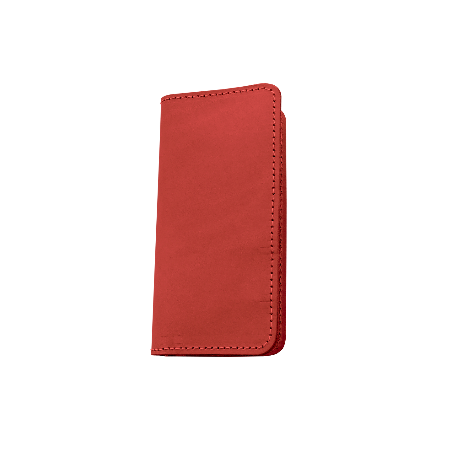 Wood Wallet - Salmon Leather Front Angle in Color 'Salmon Leather'