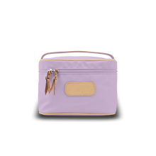 Load image into Gallery viewer, Makeup Case - Lilac Coated Canvas Front Angle in Color &#39;Lilac Coated Canvas&#39;
