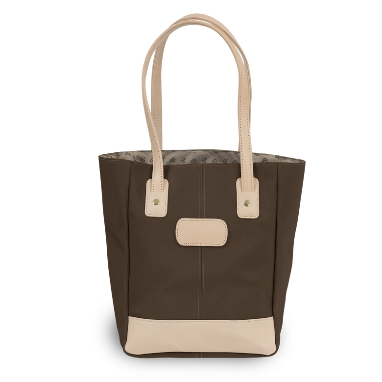 Alamo Heights Tote - Espresso Coated Canvas Front Angle in Color 'Espresso Coated Canvas'