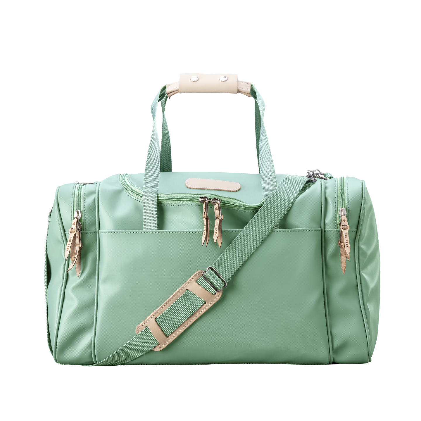 Medium Square Duffel - Mint Coated Canvas Front Angle in Color 'Mint Coated Canvas'
