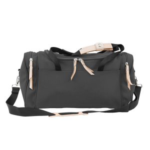 Quality made in America durable coated canvas small duffle bag with natural leather patch to personalize with initials or monogram