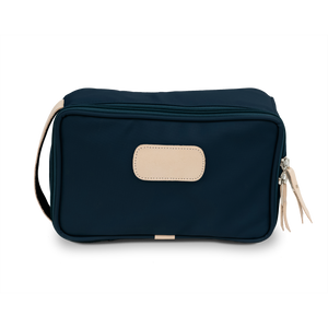 Small Travel Kit - Navy Coated Canvas Front Angle in Color 'Navy Coated Canvas'