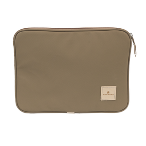 13" Computer Case - Saddle Coated Canvas Front Angle in Color 'Saddle Coated Canvas'