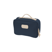 Load image into Gallery viewer, Large Travel Kit - Navy Coated Canvas Front Angle in Color &#39;Navy Coated Canvas&#39;
