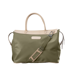 Burleson Bag - Moss Coated Canvas Front Angle in Color 'Moss Coated Canvas'
