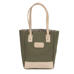 Alamo Heights Tote - Moss Coated Canvas Front Angle in Color 'Moss Coated Canvas'