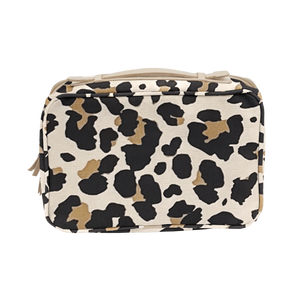 Large Travel Kit - Leopard Coated Canvas Front Angle in Color 'Leopard Coated Canvas'