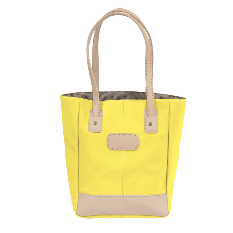 Alamo Heights Tote - Lemon Coated Canvas Front Angle in Color 'Lemon Coated Canvas'