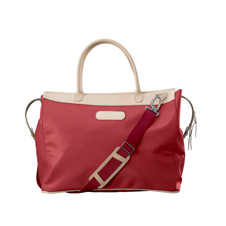 Burleson Bag - Red Coated Canvas Front Angle in Color 'Red Coated Canvas'