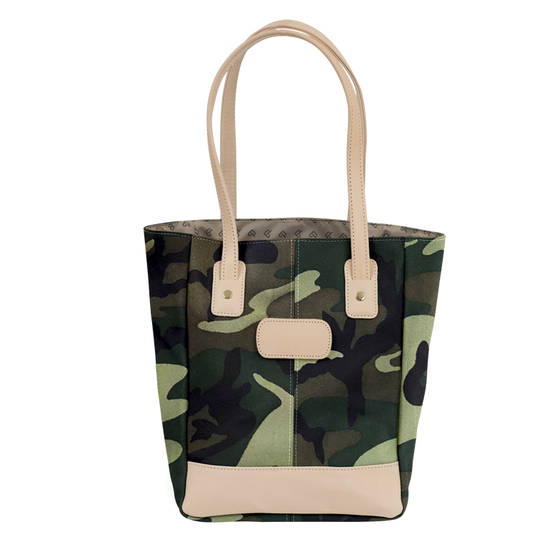 Alamo Heights Tote - Classic Camo Coated Canvas Front Angle in Color 'Classic Camo Coated Canvas'