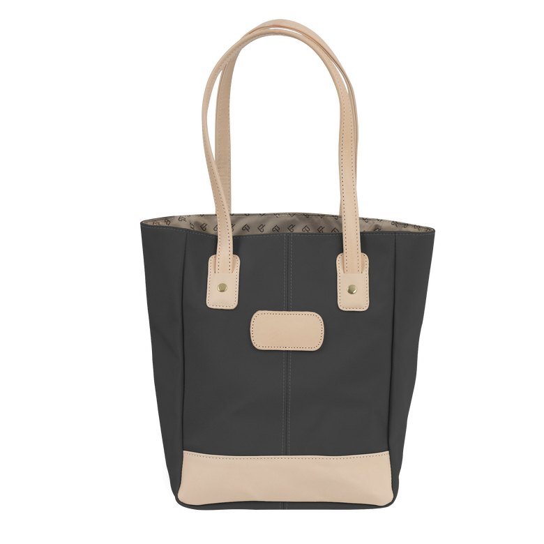 Alamo Heights Tote - Charcoal Coated Canvas Front Angle in Color 'Charcoal Coated Canvas'