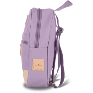 Mini Backpack - Lilac Coated Canvas Front Angle in Color 'Lilac Coated Canvas'