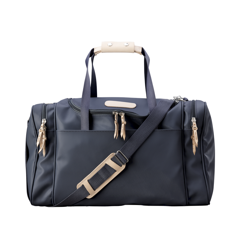 Medium Square Duffel - Charcoal Coated Canvas Front Angle in Color 'Charcoal Coated Canvas'