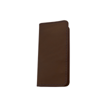 Load image into Gallery viewer, Wood Wallet - Mahogany Leather Front Angle in Color &#39;Mahogany Leather&#39;
