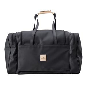 Large Square Duffel - Black Coated Canvas Front Angle in Color 'Black Coated Canvas'