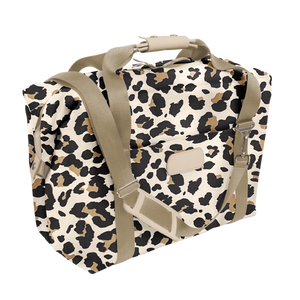 Large Cooler - Leopard Coated Canvas Front Angle in Color 'Leopard Coated Canvas'