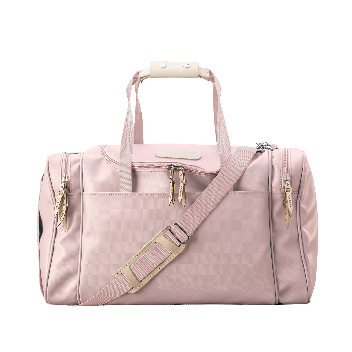 Medium Square Duffel - Rose Coated Canvas Front Angle in Color 'Rose Coated Canvas'