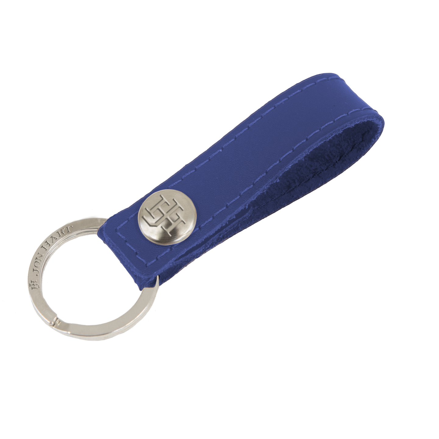 Key Ring - Royal Blue Leather Front Angle in Color 'Royal Blue Leather'