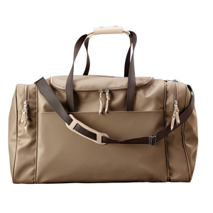 Large Square Duffel - Saddle Coated Canvas Front Angle in Color 'Saddle Coated Canvas'