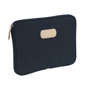 13" Computer Case - Navy Coated Canvas Front Angle in Color 'Navy Coated Canvas'