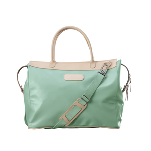 Burleson Bag - Mint Coated Canvas Front Angle in Color 'Mint Coated Canvas'