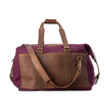 Load image into Gallery viewer, Quality made in America cotton canvas and oiled leather duffel bag with leather patch to personalize with initials or monogram
