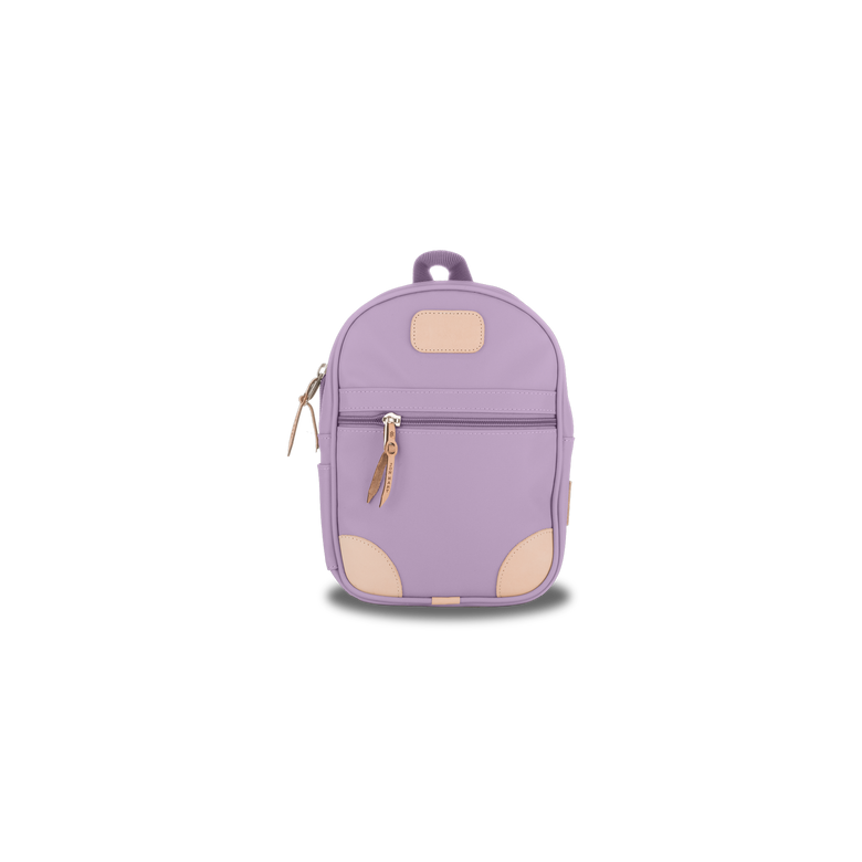 Mini Backpack - Lilac Coated Canvas Front Angle in Color 'Lilac Coated Canvas'