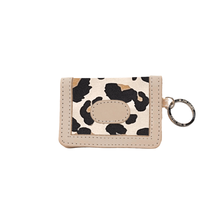 ID Wallet - Leopard Coated Canvas Front Angle in Color 'Leopard Coated Canvas'