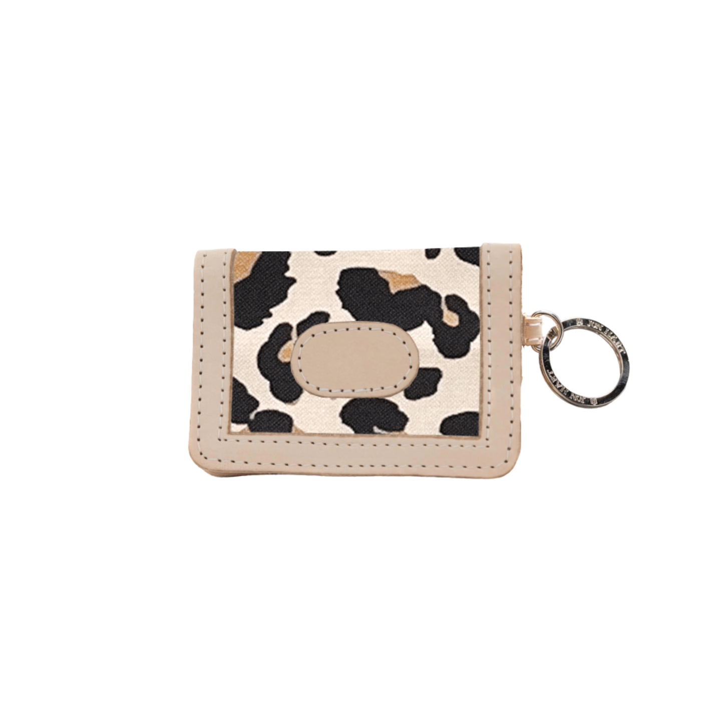 ID Wallet - Leopard Coated Canvas Front Angle in Color 'Leopard Coated Canvas'